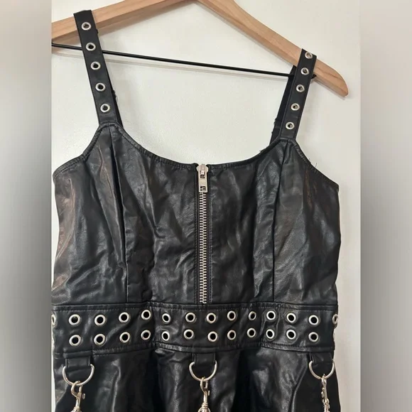 Widow Dolls Kill Black Faux Leather Mini Dress Size Small Gothic Grunge Punk - Picture 13 of 16